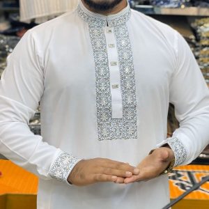 F-109 প্রিমিয়াম স্টিজ পাঞ্জাবি-White