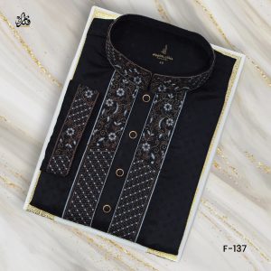 China cotton stitch Panjabi Black F-137