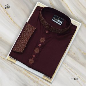 China cotton stitch Panjabi maroon F-136