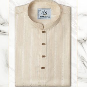 CREAM JACQUARD COTTON PANJABI F-145
